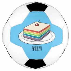 Rainbow cake cartoon illustration soccer ball