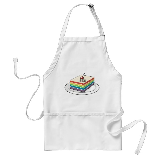 Rainbow cake cartoon illustration  standard apron (Front)