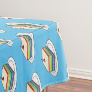 Rainbow cake cartoon illustration  tablecloth