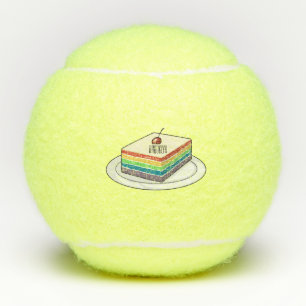 Rainbow cake cartoon illustration tennis balls