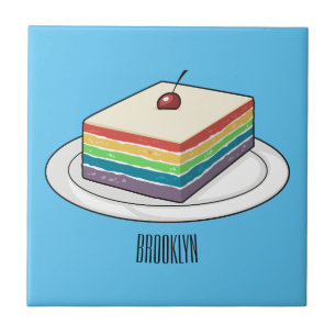 Rainbow cake cartoon illustration  tile