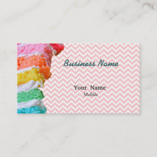 Rainbow Cake Chevron Pink Business Card