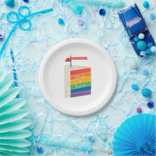 Rainbow Cake Happy Birthday Make a Wish Paper Plate