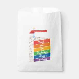 Rainbow Cake Happy Birthday Personalised Custom Favour Bags
