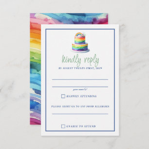 Rainbow Cake RSVP Card