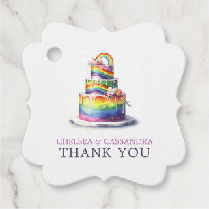 Rainbow Cake Wedding Favour Tags