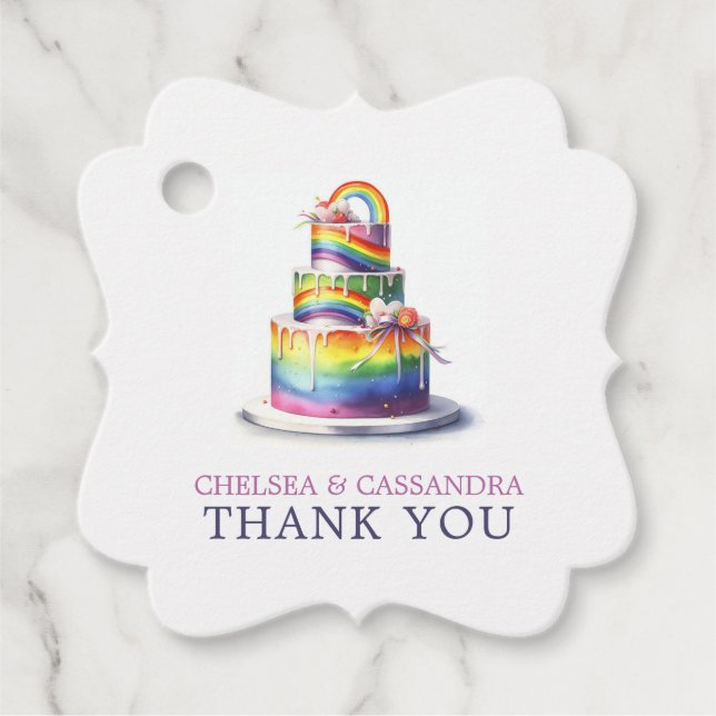 Rainbow Cake Wedding Favour Tags (Front)
