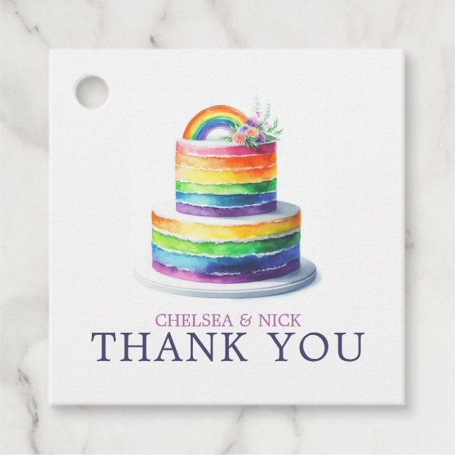 Rainbow Cake Wedding Favour Tags (Front)