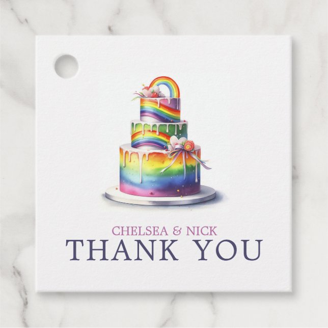 Rainbow Cake Wedding Favour Tags (Front)