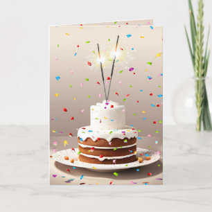 Rainbow Cake With Sparklers Card
