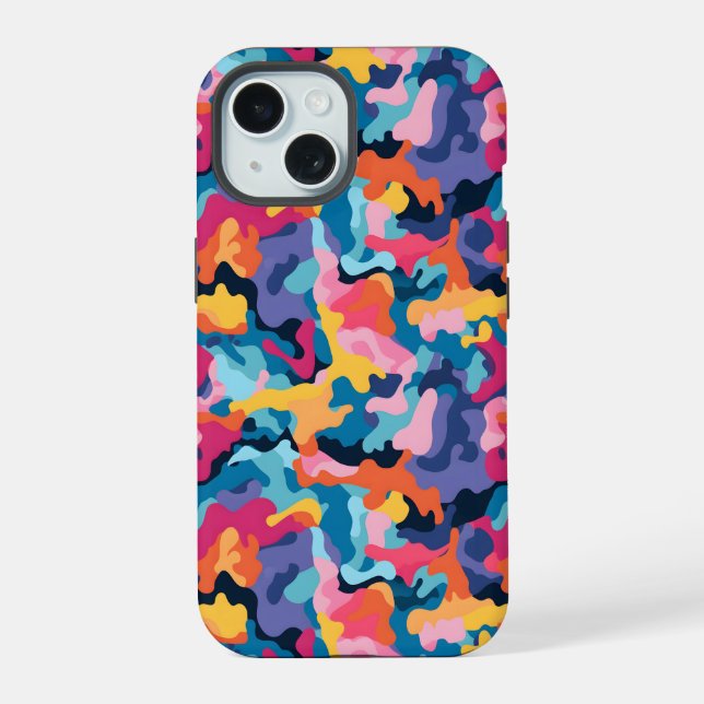 Rainbow Camouflage iPhone 15 Case (Back)