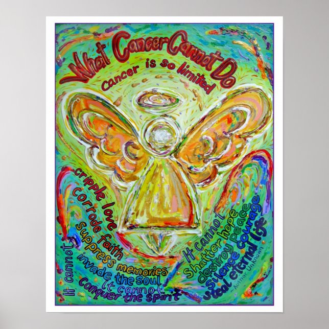 Rainbow Cancer Angel Poster Print (White Edge) (Front)
