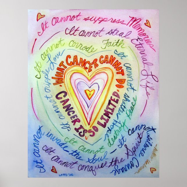 Rainbow Cancer Heart Poster Art  Painting Print (Front)