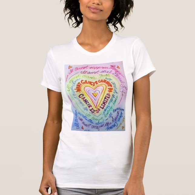 Rainbow Cancer Heart T-shirt (front) (Front)
