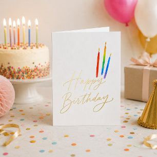 Rainbow Candles Happy Birthday Foil Greeting Card