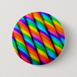 Rainbow Candy Cane 6 Cm Round Badge