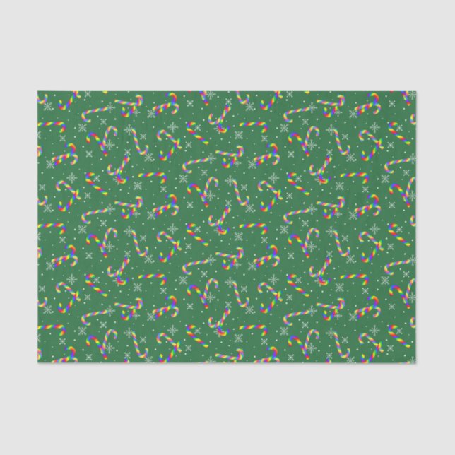 Rainbow Candy Canes Christmas Tissue Paper (Front)