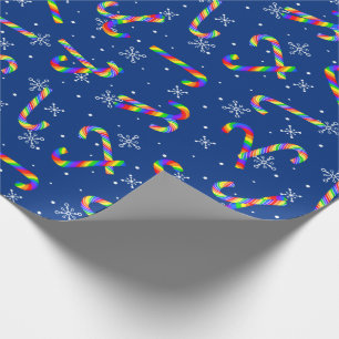 Rainbow Candy Canes Christmas Wrapping Paper