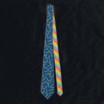 Rainbow Candy Canes Dark Blue Christmas Tie<br><div class="desc">This Christmas themed necktie is fun and colourful. The tie features illustrations of rainbow striped candy canes set against a dark blue background. The reverse side has rainbow candy cane coloured stripes.</div>