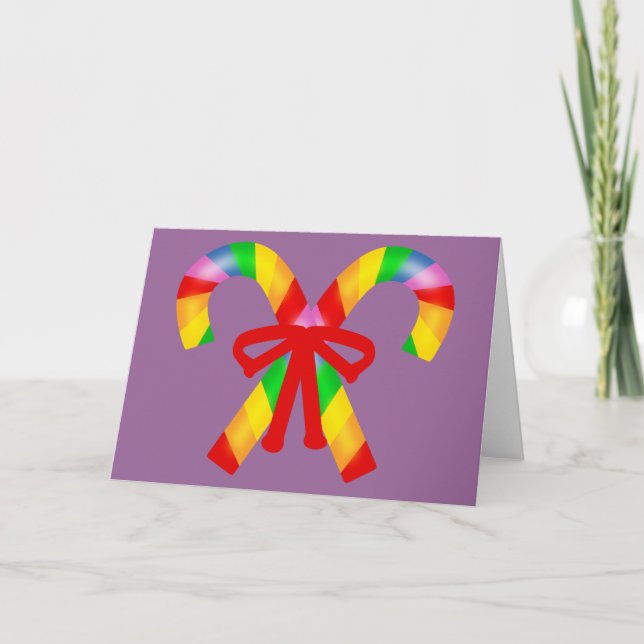 Rainbow Candy Canes Holiday Card (Front)