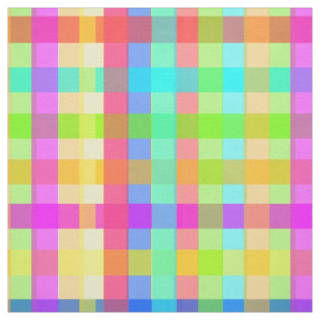 Rainbow Candy Colourful Gingham Fabric (Swatch)