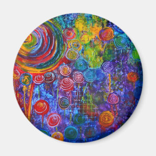 Rainbow Candy Colourful Swirls Art Design Magnet