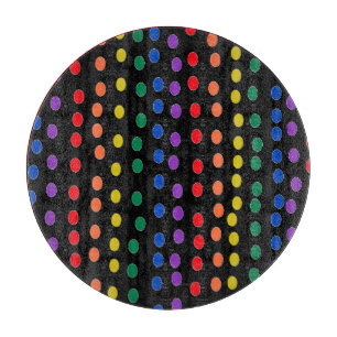 Rainbow Candy Dots on Black  Cutting Board