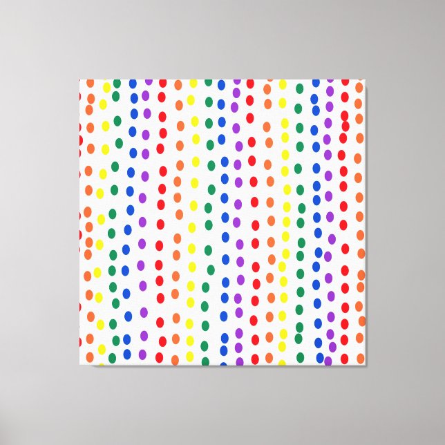 Rainbow Candy Dots on White  Canvas Print (Front)