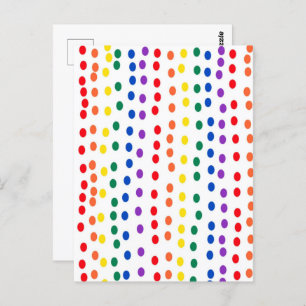Rainbow Candy Dots on White Postcard