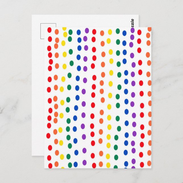 Rainbow Candy Dots on White  Postcard (Front/Back)