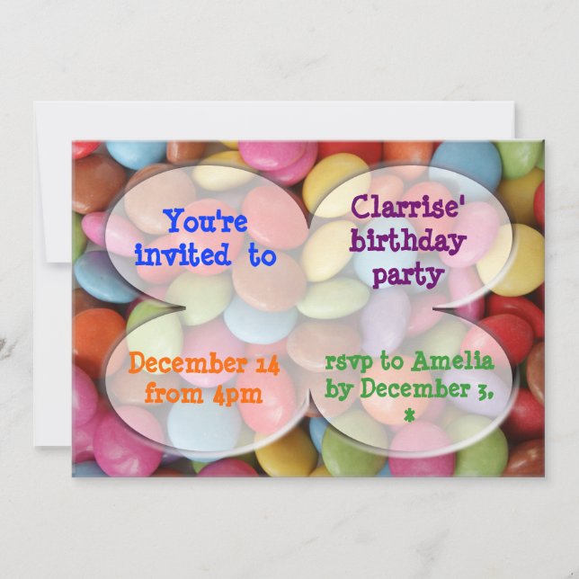 rainbow candy party invitation (Front)