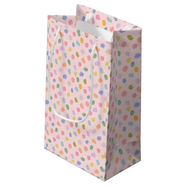 Rainbow candy polka dots small gift bag (Back Angled)