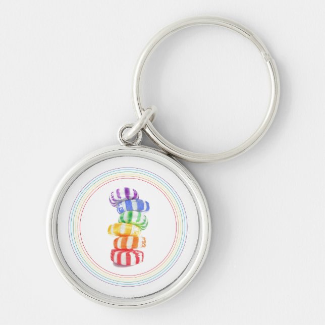 RAINBOW CANDY Premium Round Keychain (Front)
