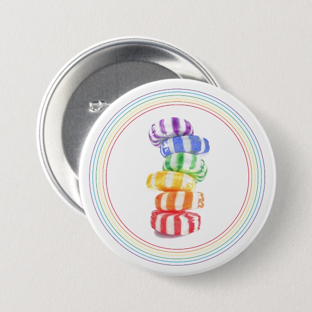 RAINBOW CANDY Round Pin Button (Front & Back)