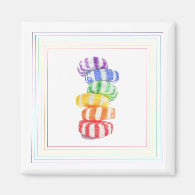 RAINBOW CANDY Square Magnet (Front)