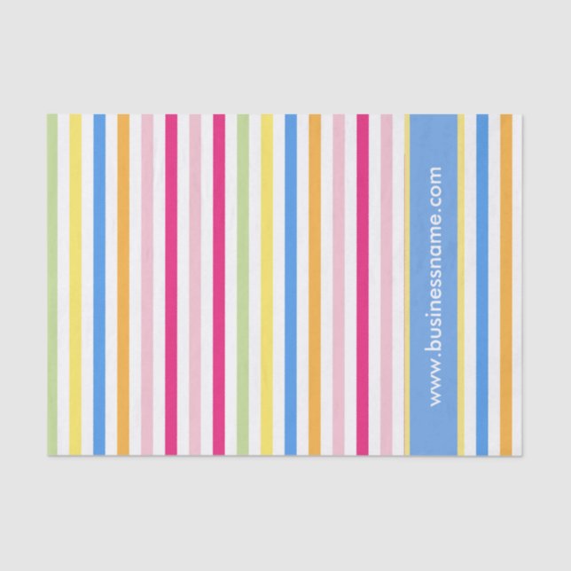 Rainbow Candy Stripes Custom Company Text Tissue Paper (Front)