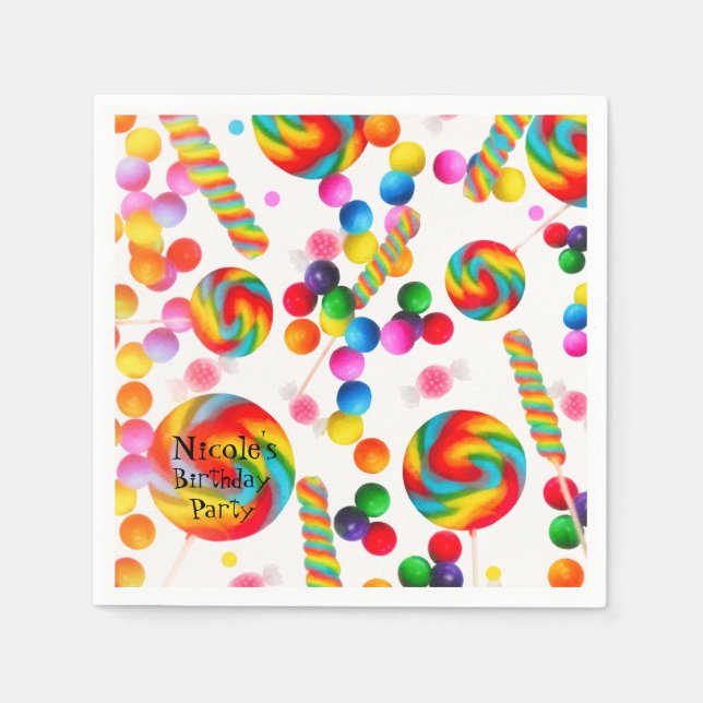 Rainbow Candy Sweet Birthday Party Candyland Napkin (Front)