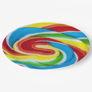 Rainbow Candy Swirls Paper Plates