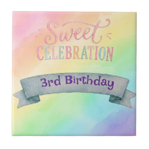 Rainbow Candyland Birthday Ceramic Tile