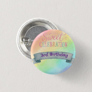 Rainbow Candyland Birthday Party Coasters 3 Cm Round Badge