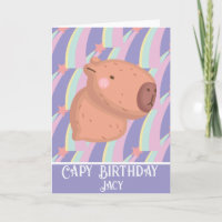 Rainbow Capybara Birthday Cute