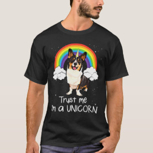Rainbow Cardigan Welsh Corgi Trust Me Im A Unicorn T-Shirt