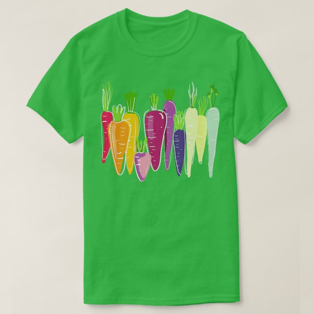 Rainbow Carrots Vegetable Vegan Plant Based Organi T-Shirt (Design Front)