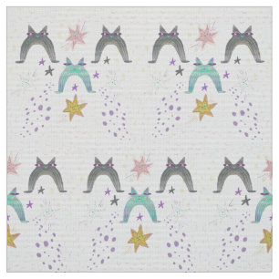 rainbow cat art fabric