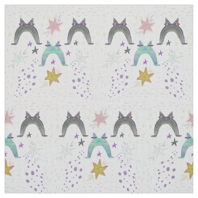 rainbow cat art fabric (Swatch)