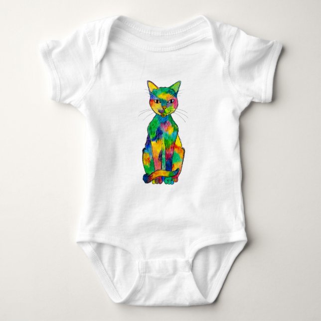 Rainbow Cat Baby Bodysuit (Front)