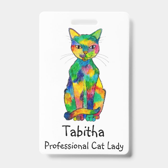 Rainbow Cat Badge ID Badge (Front)
