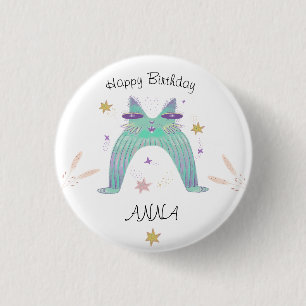 rainbow cat birthday 3 cm round badge