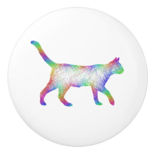 Rainbow cat ceramic knob