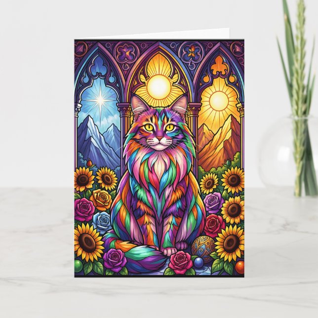 rainbow cat greeting card (Front)